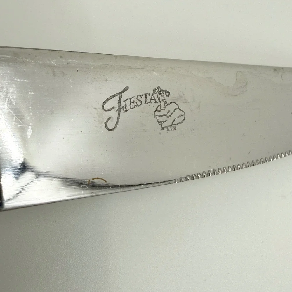 4‎ Fiestaware Celebration Stainless Dinner Knives Rainbow Inlay Flatware